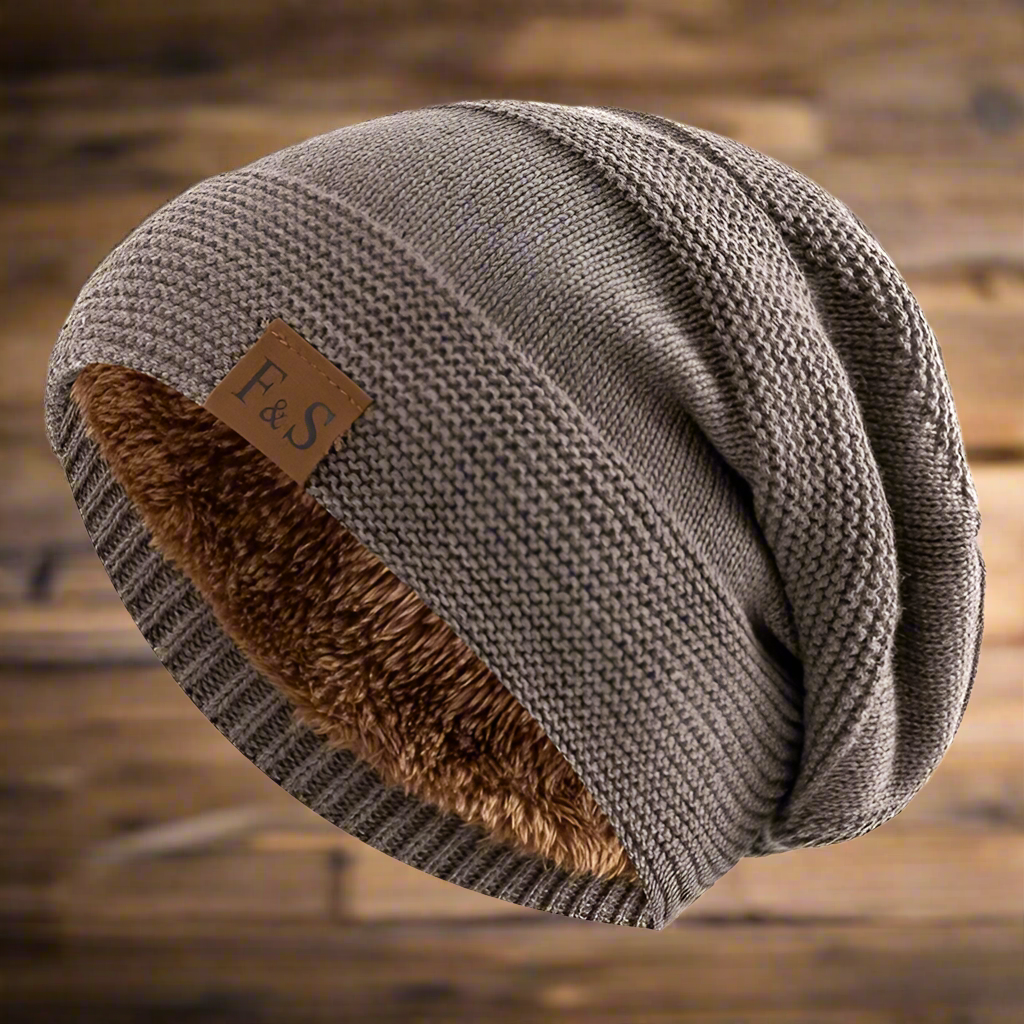 MGS Slouchy Winter Hats Add Fur Lined Men Warm Beanie Cap