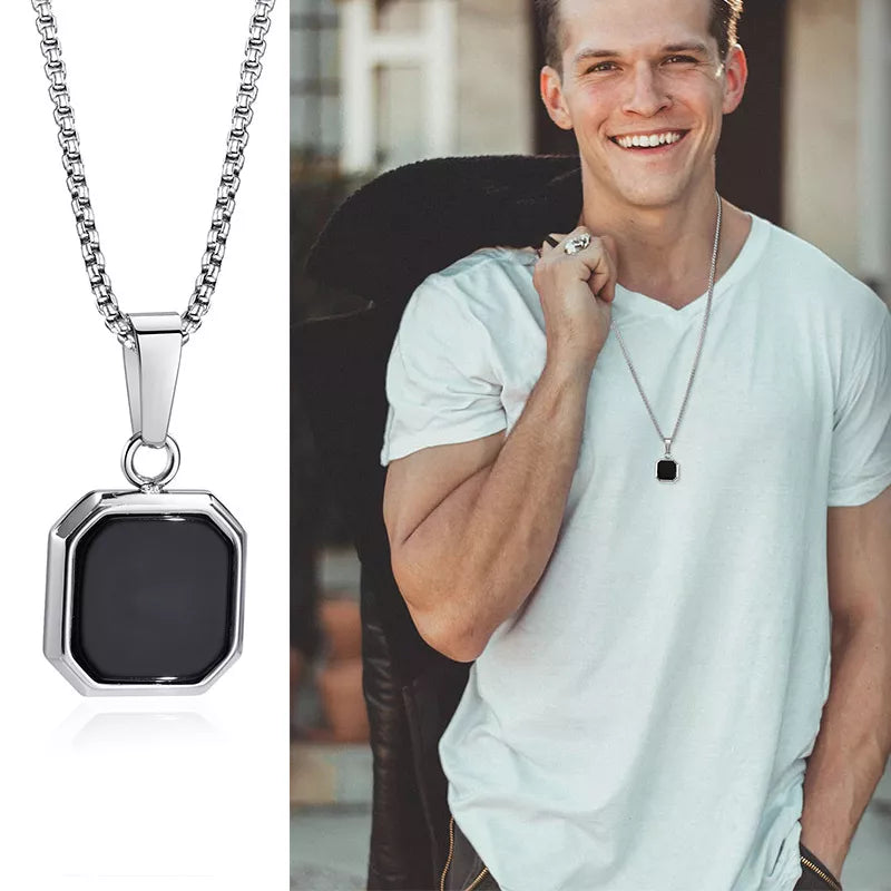 MGS Men's Geometric Square Pendant Necklaces: Casual Vintage Cool - Man Gifts Shop