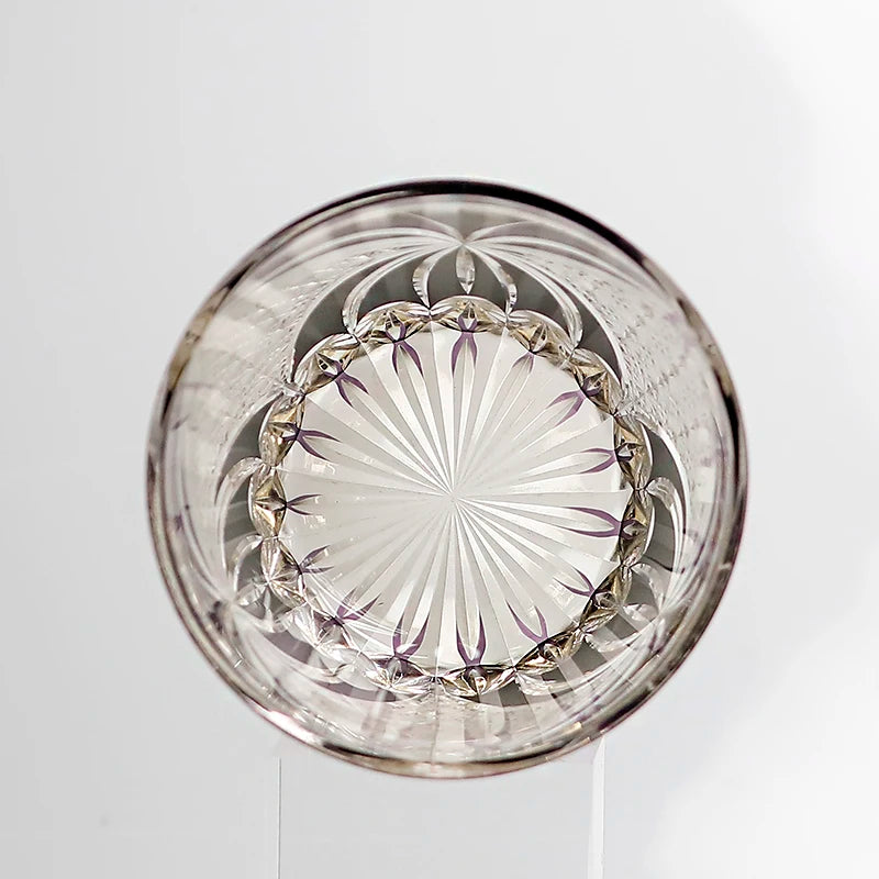MGS Purple Butterfly Handmade Crystal Whiskey Glass