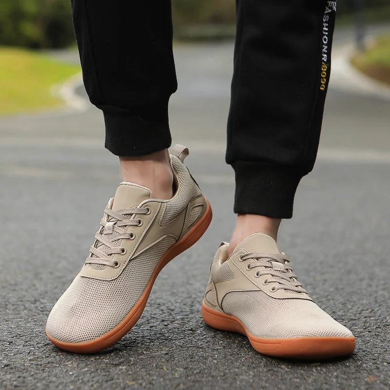 Wide-Toe Barefoot Walking Shoes – Breathable Mesh Casual Sneakers for Men