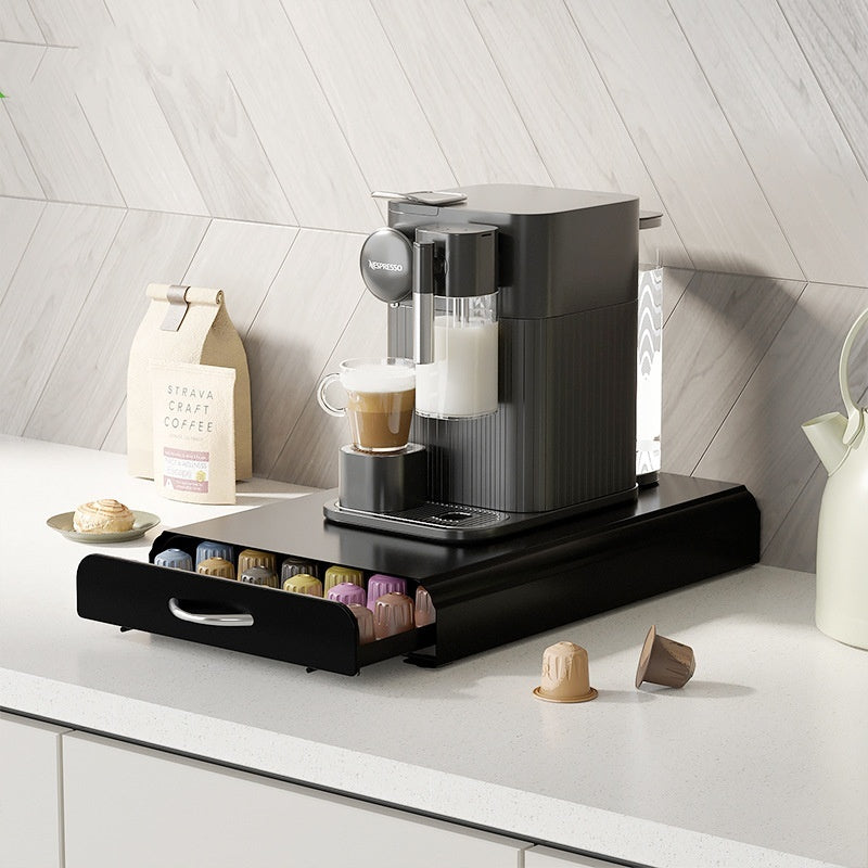 Carbon Steel Coffee Capsule Drawer – Sleek Storage for 60 Pods