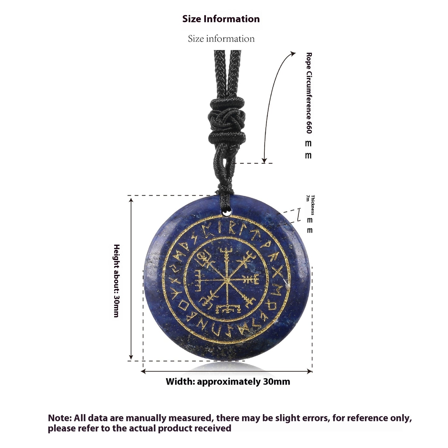 Nordic Rune Compass Crystal Pendant – Carved Amethyst, Obsidian, or Tiger’s Eye