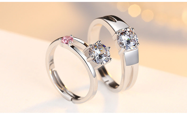 Sterling Silver Adjustable Couple Ring – Heart Shape, 925 Silver, Unisex