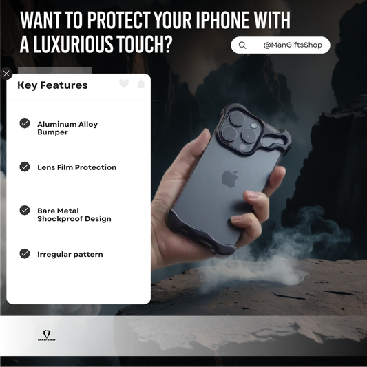 Funda de lujo con diseño irregular de aleación de aluminio para iPhone 12-16 Pro Max y Pro Plus (colores: azul, rojo y gris)