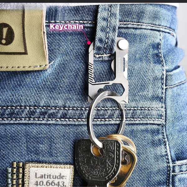 Titanium TrailMate: EDC Multi-Tool Keychain for Adventure