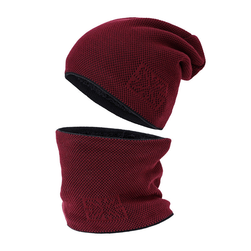Conjunto de gorro y calentador de cuello de invierno de punto cepillado para hombre: suave, acolchado y elegante para el frío. 