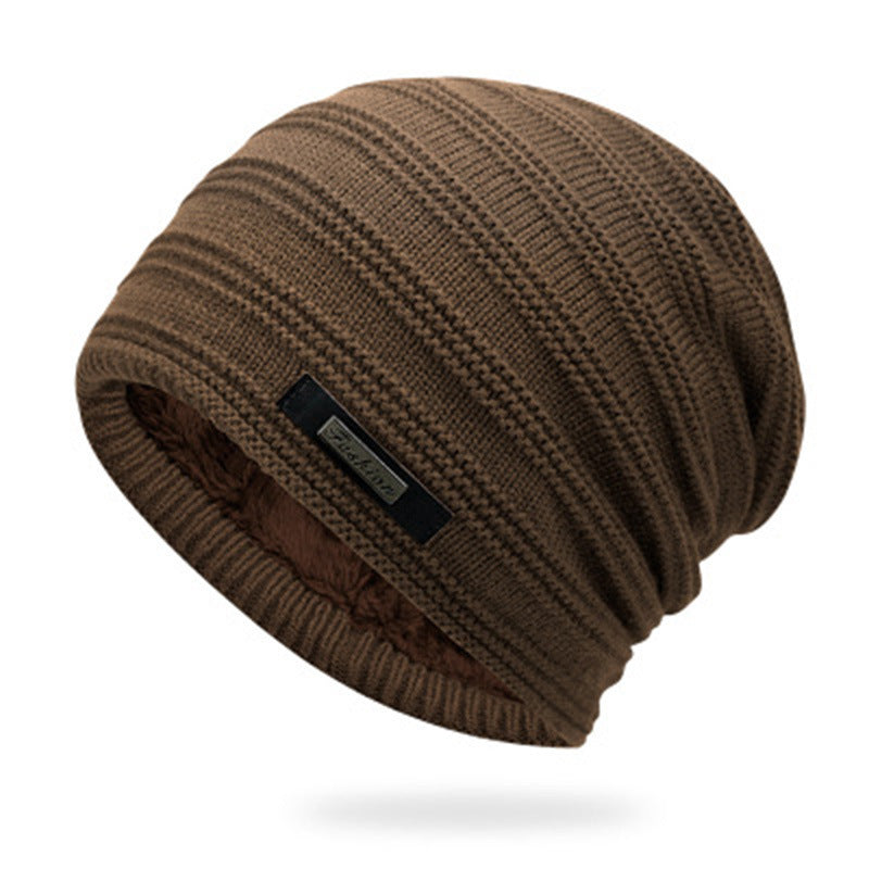Men's Knitted Adult Wool Plus Velvet Padded Outdoor Warmth Cap