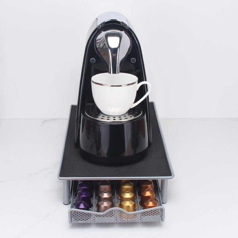 Coffee Capsule Drawer – Sleek Silver Organizer for Coffee Lovers
