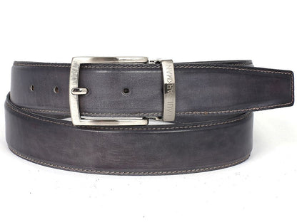 Original Paul Parkman® Men's Leather Belt Hand-Painted Gray (ID#B01-GRAY)
