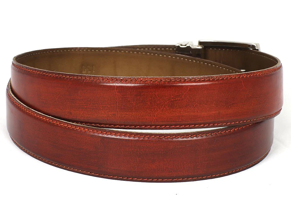 Original Paul Parkman® Men's Leather Belt Hand-Painted Reddish Brown (ID#B01-RDH) - Man Gifts Shop