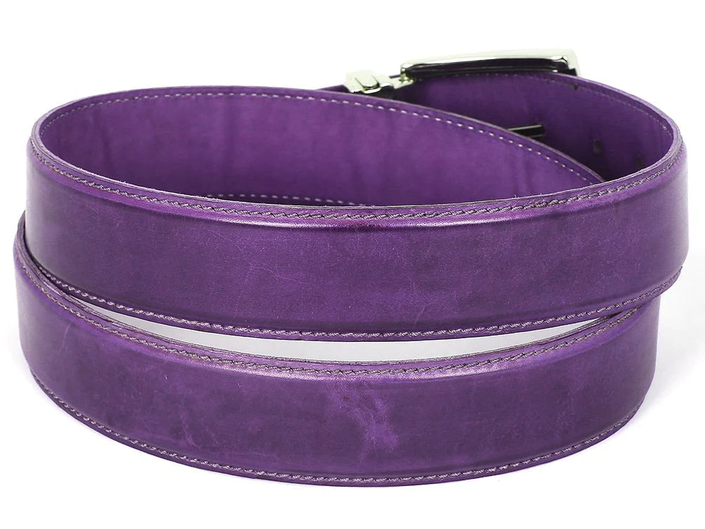 Original Paul Parkman® Men's Leather Belt Hand-Painted Purple (ID#B01-PURP) - Man Gifts Shop