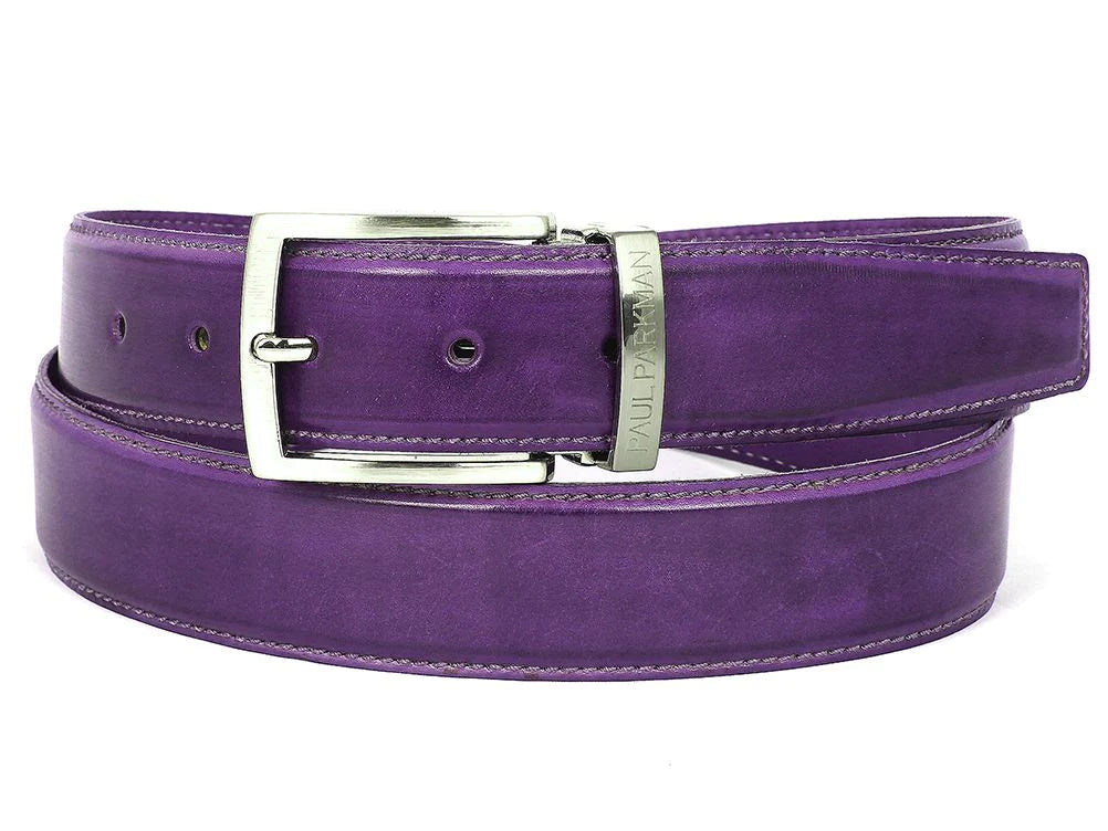 Original Paul Parkman® Men's Leather Belt Hand-Painted Purple (ID#B01-PURP) - Man Gifts Shop