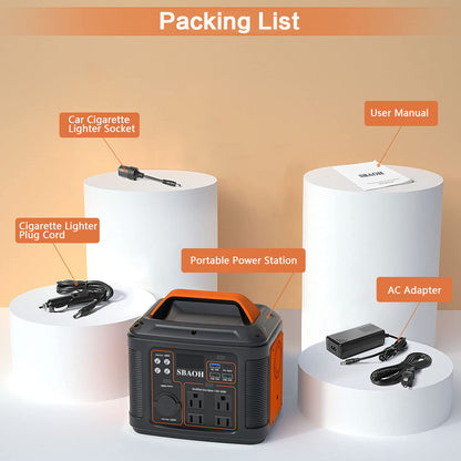 Original SBAOH P302 Portable Power Station – 300W 296Wh Backup Lithium Battery with 13 Outputs and Emergency Flashlight