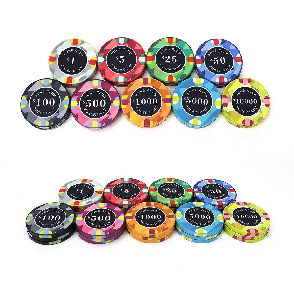 Premium 10g Ceramic Poker Chips - 39mm Tournament Edition (Set 10 chips per color)