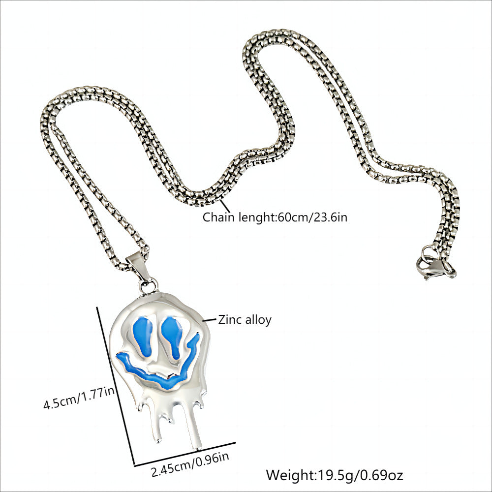 Gothic Glow-in-the-Dark Dripping Smile Necklace – Perfect Halloween Streetwear Jewelry