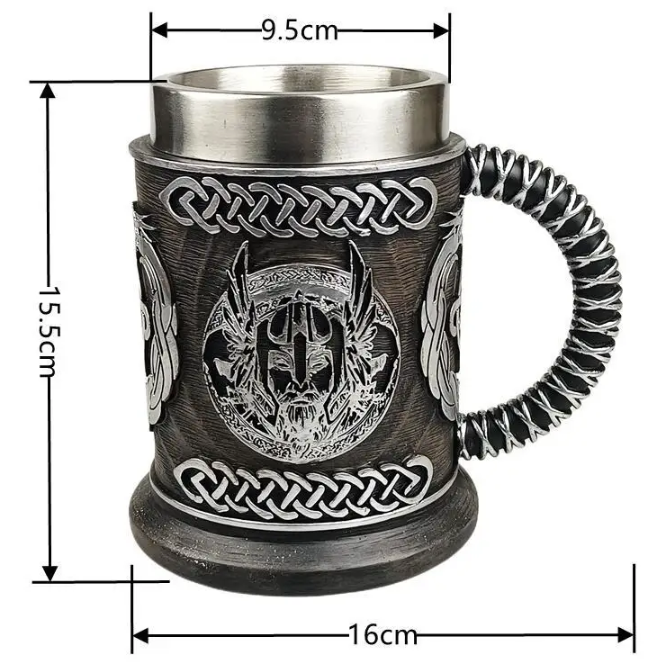 Embrace the Spirit of Odin: New German Bucket Beer Mug - A Vintage Stainless Steel Tribute to Medieval Nordic Mythology