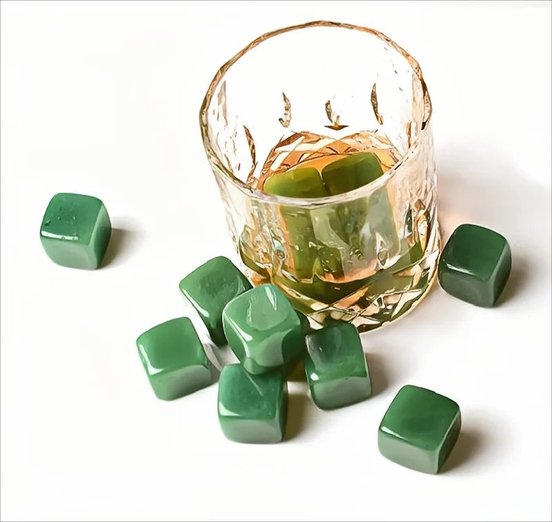 MGS Premium Jade Ice Whiskey Stones – Natural Crystal Gemstone Ice Cubes