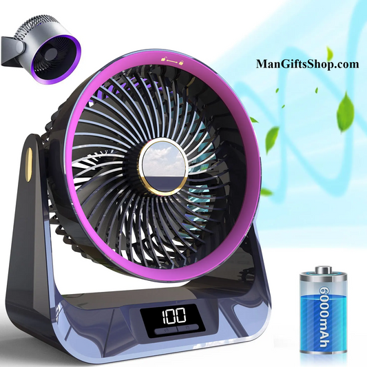 Quiet 28dB Table Air Circulator Fan - 90° Adjustable, Strong Airflow for Home & Office