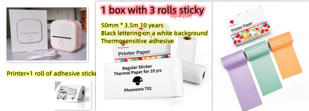 Phomemo T02 Bluetooth Mini Thermal Printer – Inkless, Portable & Multilingual