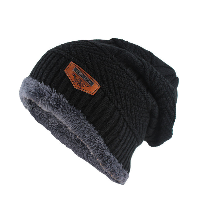 Men's Knitted Adult Wool Plus Velvet Padded Outdoor Warmth Cap