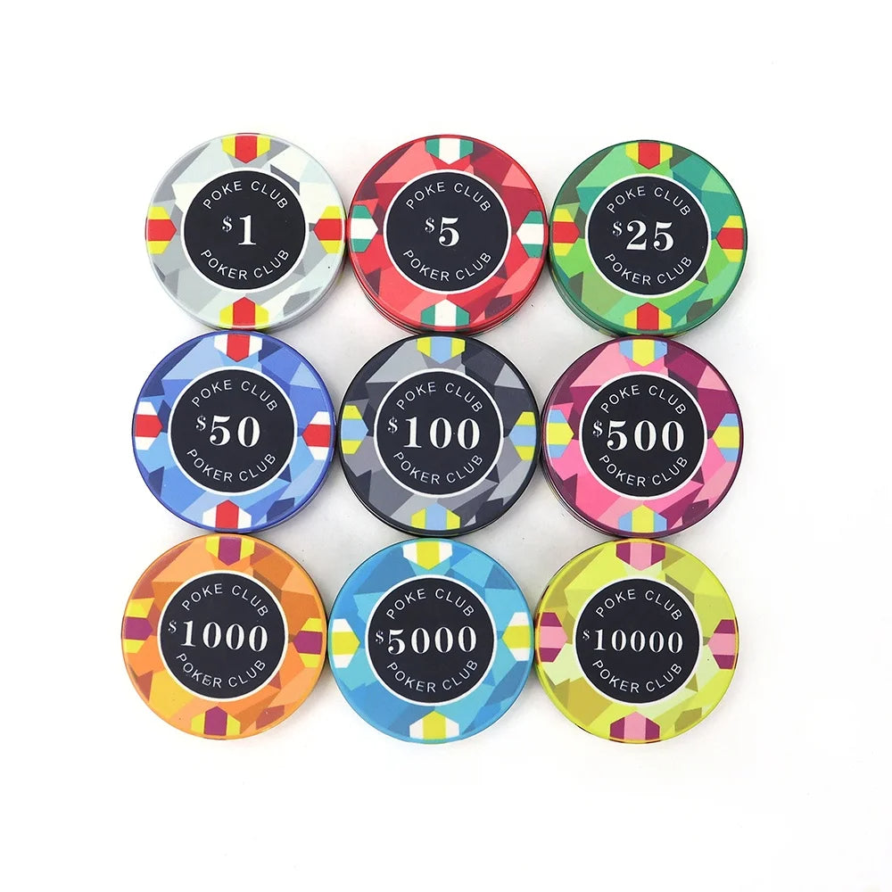 Premium 10g Ceramic Poker Chips - 39mm Tournament Edition (Set 10 chips per color)