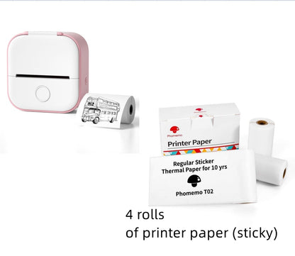 Phomemo T02 Bluetooth Mini Thermal Printer – Inkless, Portable & Multilingual