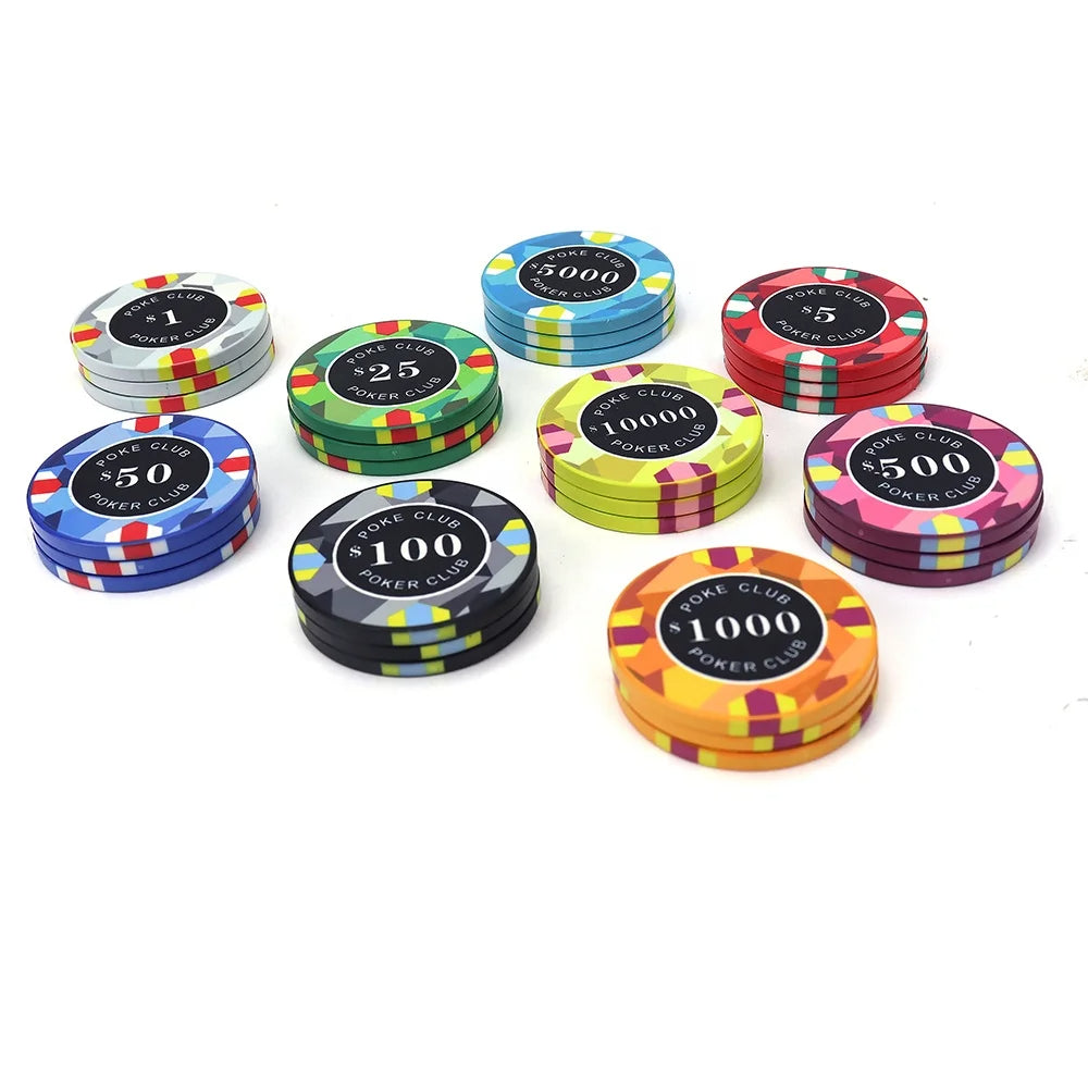 Premium 10g Ceramic Poker Chips - 39mm Tournament Edition (Set 10 chips per color)