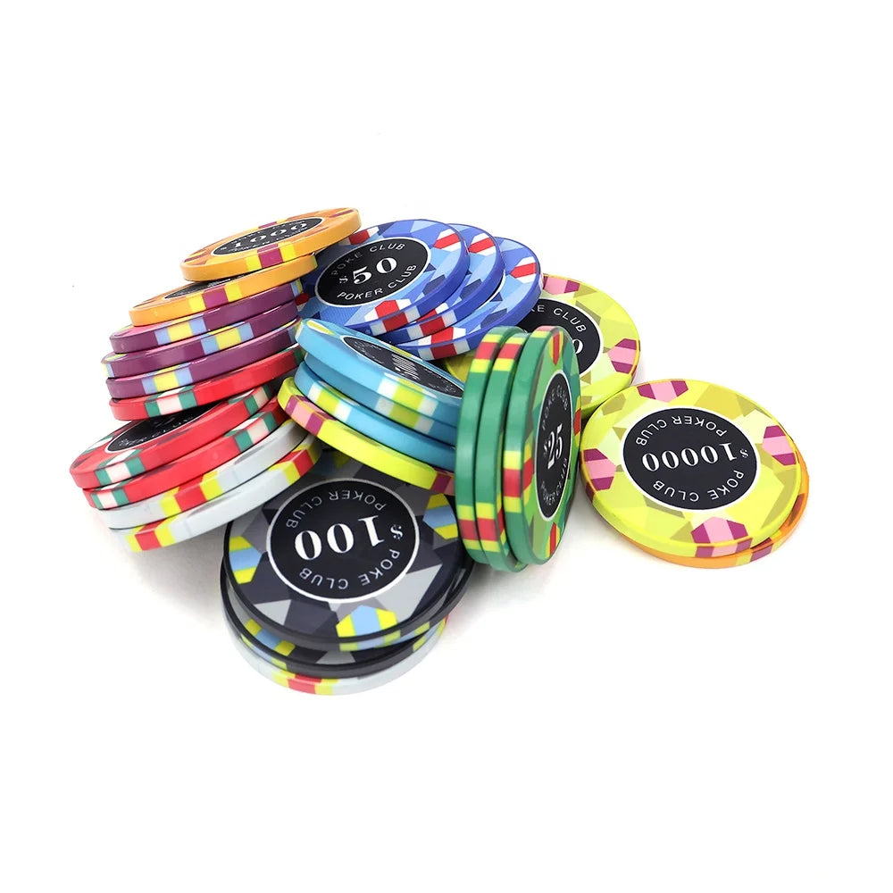 Premium 10g Ceramic Poker Chips - 39mm Tournament Edition (Set 10 chips per color)