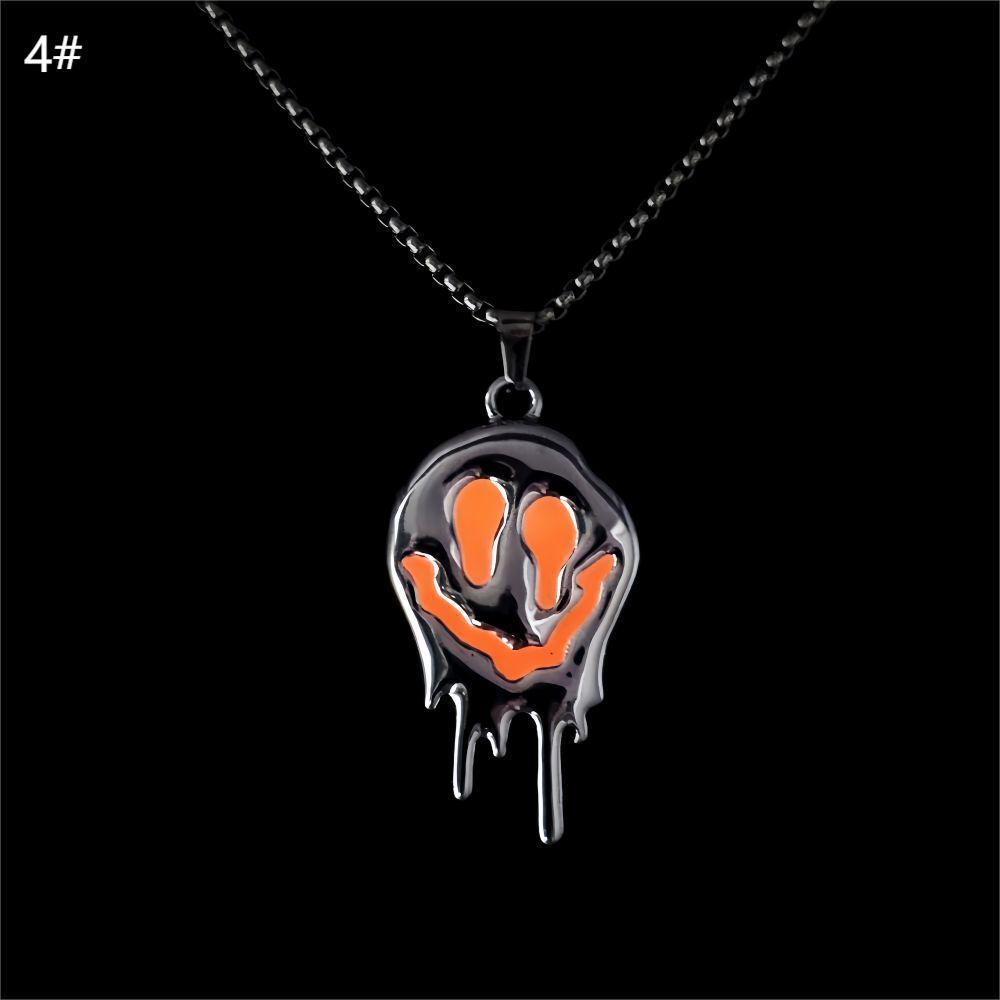 Gothic Glow-in-the-Dark Dripping Smile Necklace – Perfect Halloween Streetwear Jewelry