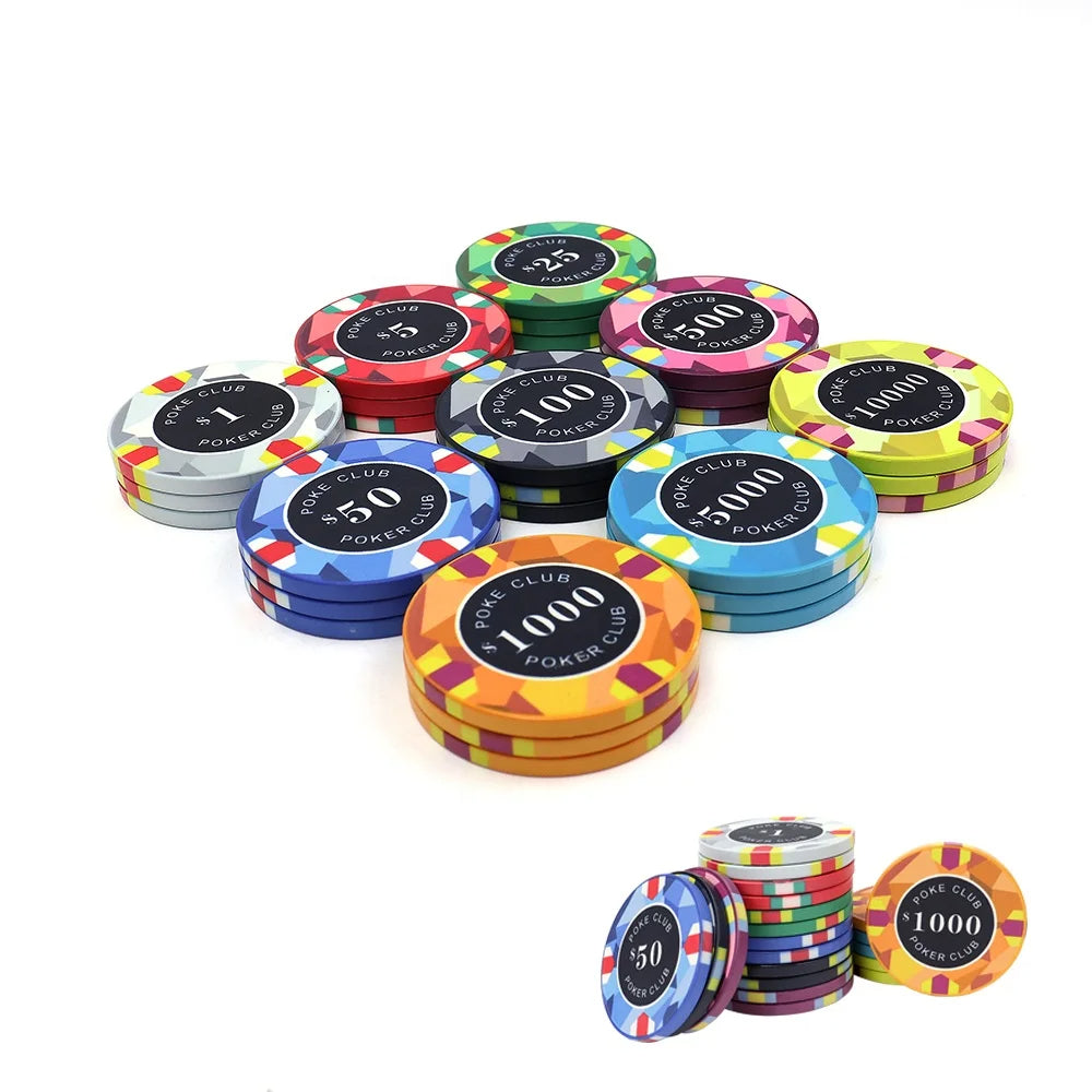 Premium 10g Ceramic Poker Chips - 39mm Tournament Edition (Set 10 chips per color)