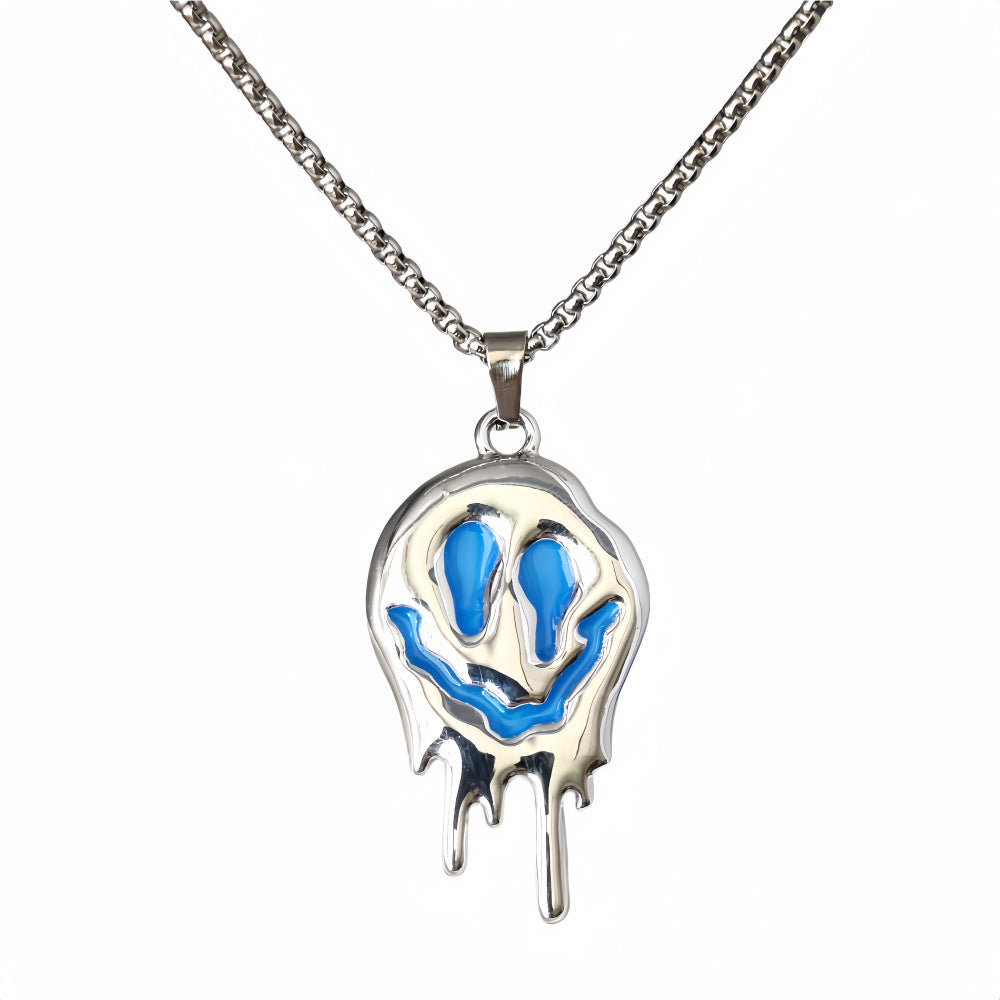 Gothic Glow-in-the-Dark Dripping Smile Necklace – Perfect Halloween Streetwear Jewelry