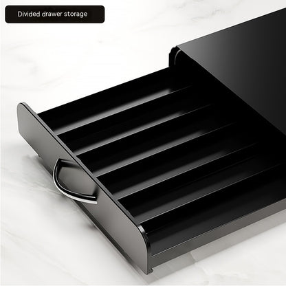 Carbon Steel Coffee Capsule Drawer – Sleek Storage for 60 Pods