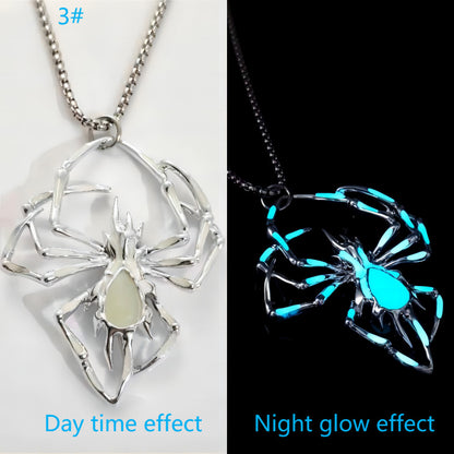 Luminous Gothic Spider Necklace – Glow-in-the-Dark Halloween Jewelry for Men and Women