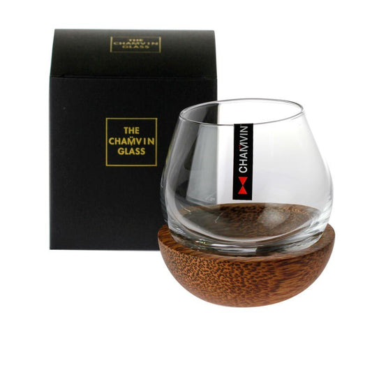 MGS Slow Shaker Whisky Glass with Wooden Tray – 340ml Crystal Glass