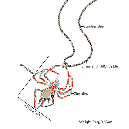 Luminous Gothic Spider Necklace – Glow-in-the-Dark Halloween Jewelry for Men and Women