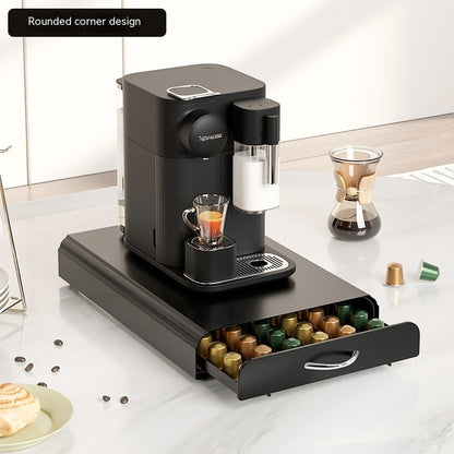 Carbon Steel Coffee Capsule Drawer – Sleek Storage for 60 Pods