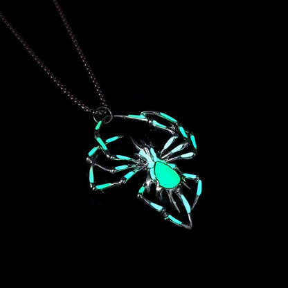 Luminous Gothic Spider Necklace – Glow-in-the-Dark Halloween Jewelry for Men and Women
