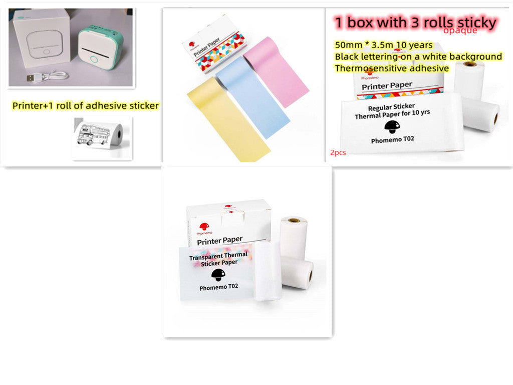Phomemo T02 Bluetooth Mini Thermal Printer – Inkless, Portable & Multilingual