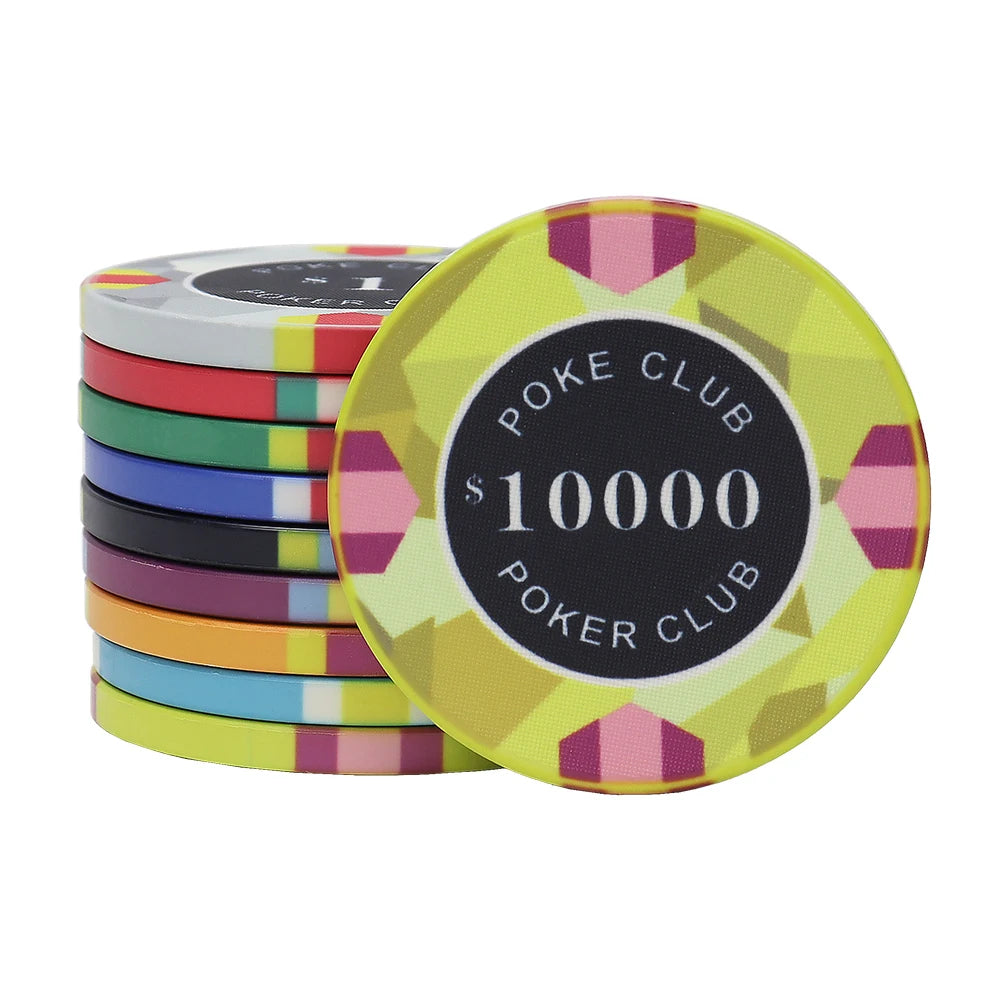 Premium 10g Ceramic Poker Chips - 39mm Tournament Edition (Set 10 chips per color)