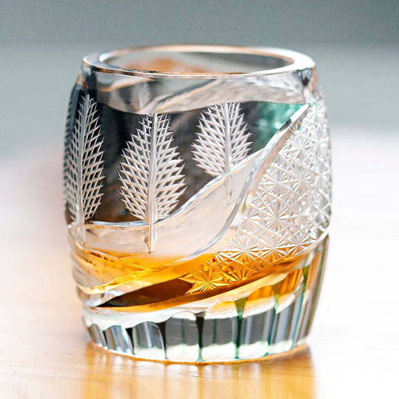 MGS Japanese Artistry with Edo Kiriko Crystal Whisky Cup Perfect for Scotch, Bourbon, and Cocktails 9oz