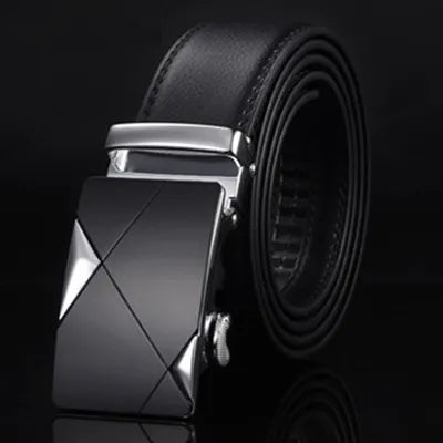 MGS Men's Luxury Leather Belt: Genuine, Stylish, with Automatic Metal Buckle - Man Gifts Shop