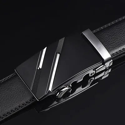 MGS Men's Luxury Leather Belt: Genuine, Stylish, with Automatic Metal Buckle - Man Gifts Shop