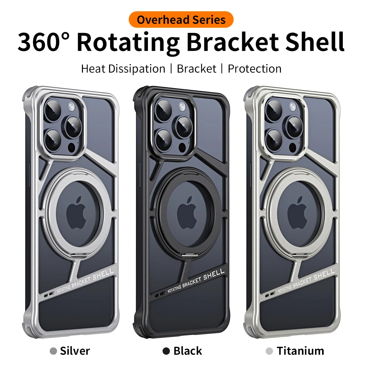 Metal Hollow Magnetic Stand Case for iPhone 14/15/16 Pro Max – Aluminum Alloy Heat Dissipation Cover