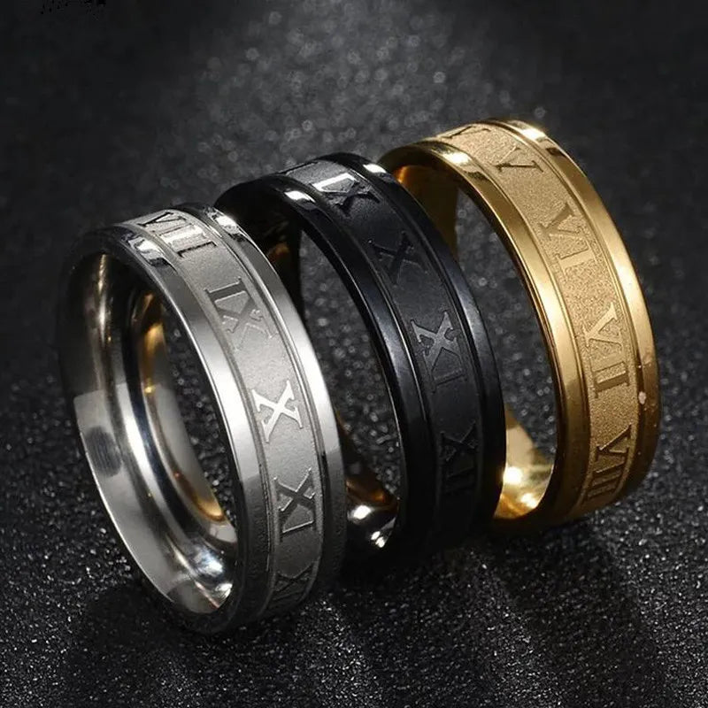 Men's Vintage Roman Numeral Stainless Steel Ring - Stylish Jewelry Gift - Man Gifts Shop