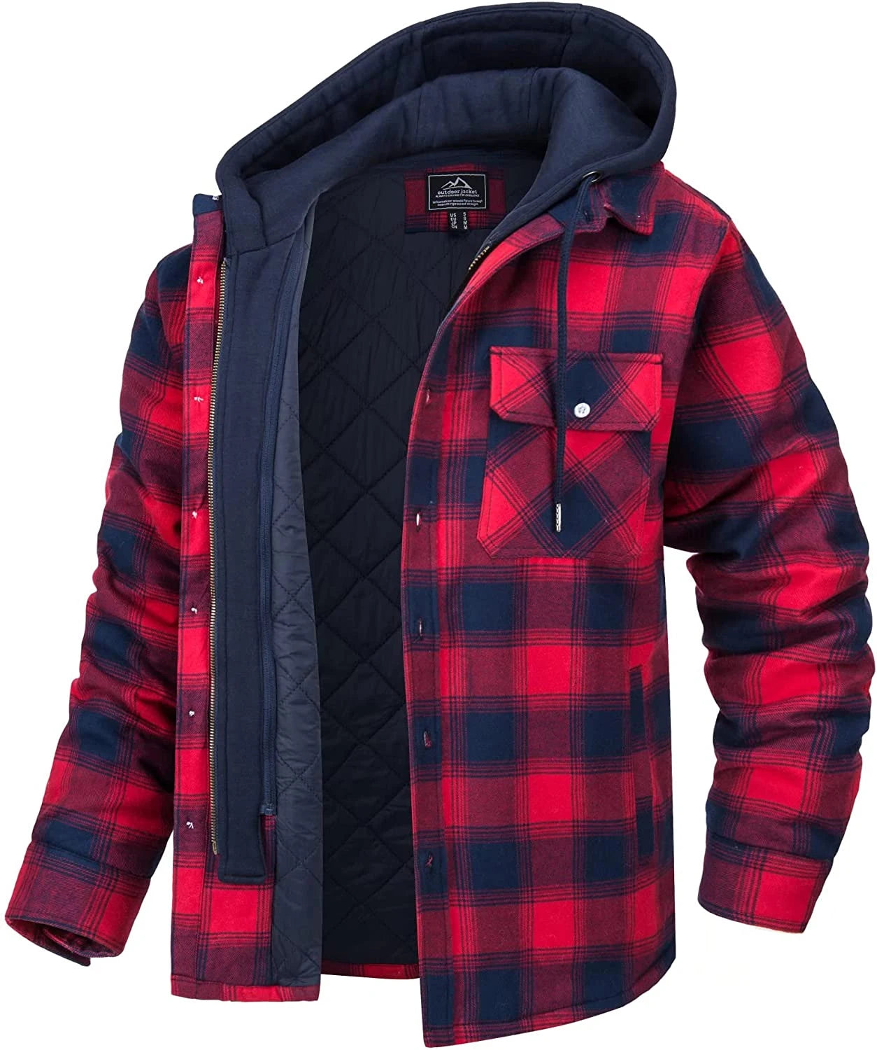 MGS Men's Flannel Shirt Jacket with Removable Hood - Man Gifts Shop