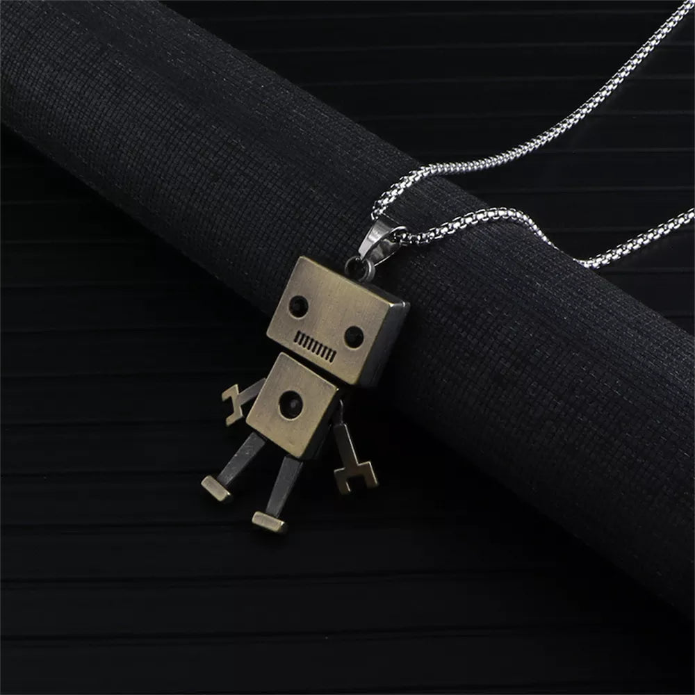 Unleash Your Inner Edge: Stainless Steel Hip-Hop Cube Robot Pendant Sweater Necklace for Men - Man Gifts Shop