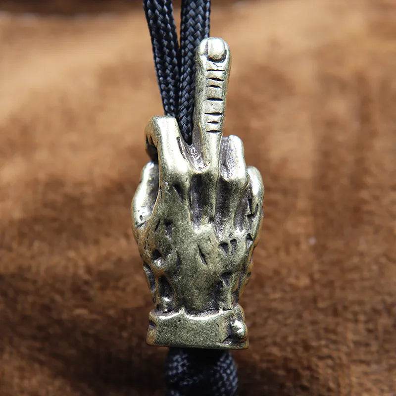 Brass Hand With Erect Middle Finger Up Paracord Beads EDC - Man Gifts Shop