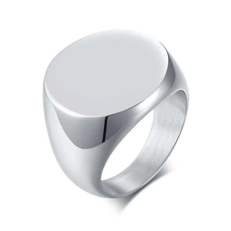 MGS 12.5mm Signet Ring - A Bold Stainless Steel Statement Ring for Men with a Square Top, Perfect for Gothic and Punk Rock Styles - Man Gifts Shop