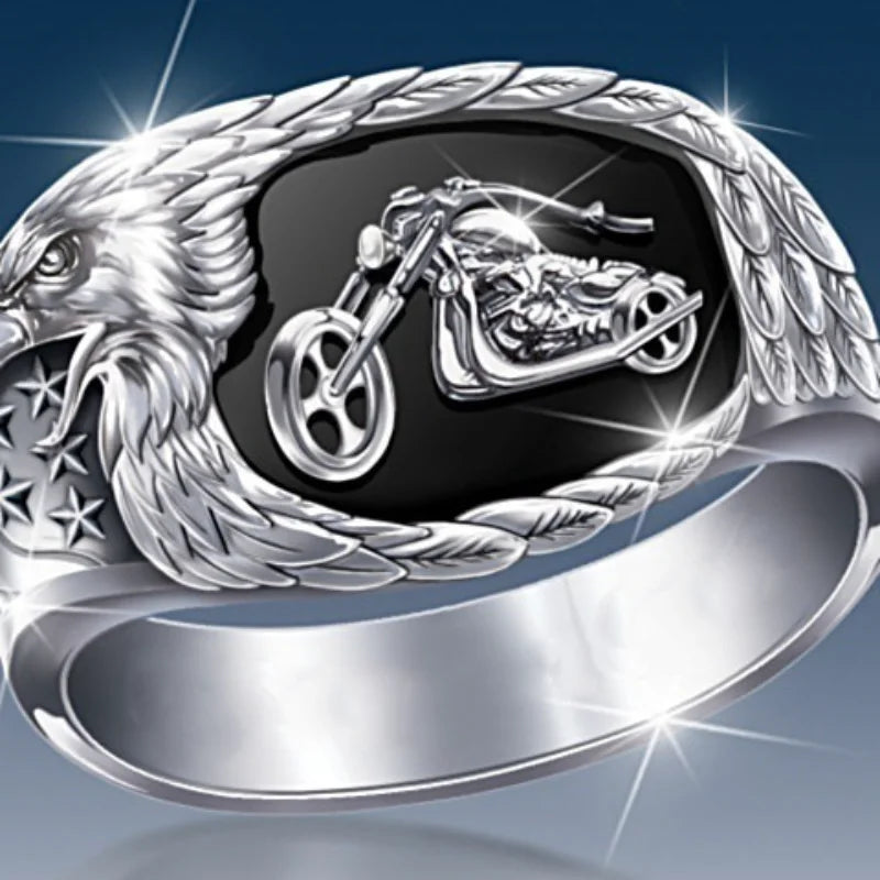 Ride in Style: MGS Stainless Steel Titanium Motor Rider H.D. Cycling Fan Eagle Vintage Hip Hop Boho Rings - Man Gifts Shop