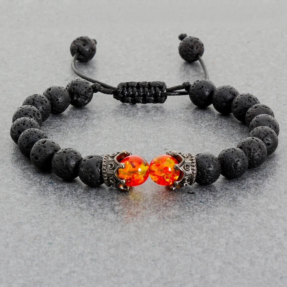 MGS Black Lava Stone Beads Charm Bracelet - Man Gifts Shop